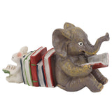Figurine Statue Ornament Elephant Bunny Reading Resin Long Lasting Garden Sculpture Decor for Desk Outdoor Yard Office - Top-Down View