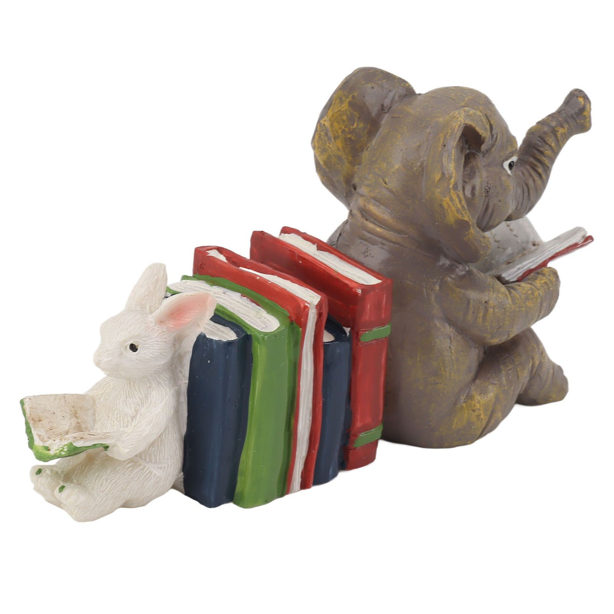 Figurine Statue Ornament Elephant Bunny Reading Resin Long Lasting Garden Sculpture Decor for Desk Outdoor Yard Office