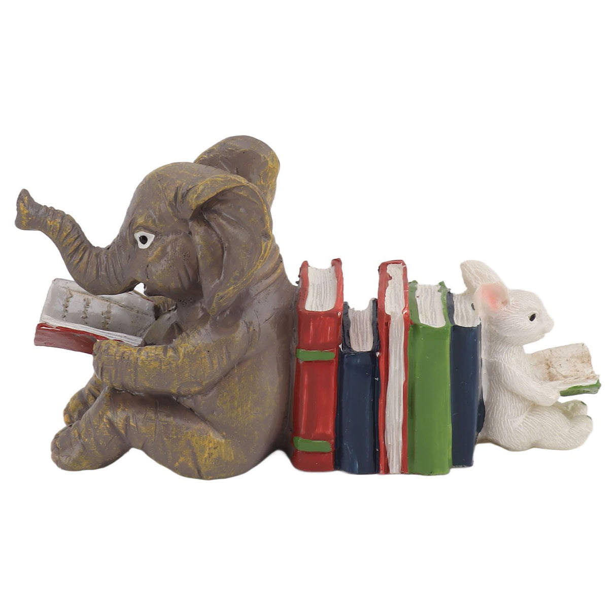 Figurine Statue Ornament Elephant Bunny Reading Resin Long Lasting Garden Sculpture Decor for Desk Outdoor Yard Office