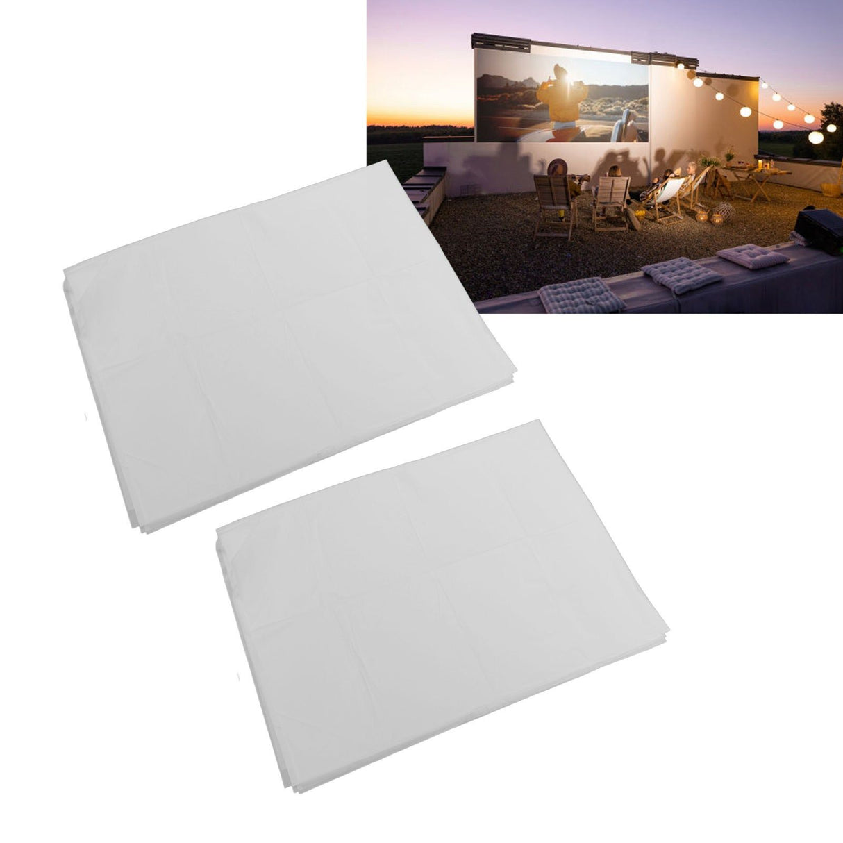 2 Sets Christmas Window Projector Screen HD Effect Lasting Easy Operate Movie Display Cloth for Home