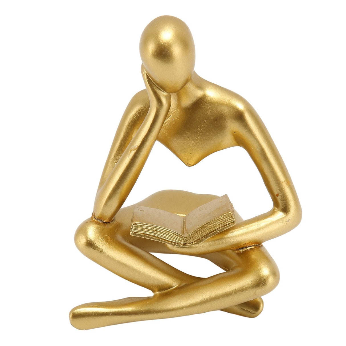 Thinker Reading Statue Resin Sitting Figure Abstract Art Ornament for Living Room Cabinet Decoration Gold