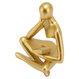 Thinker Reading Statue Resin Sitting Figure Abstract Art Ornament for Living Room Cabinet Decoration Gold