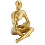 Thinker Reading Statue Resin Sitting Figure Abstract Art Ornament for Living Room Cabinet Decoration Gold