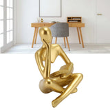 Thinker Reading Statue Resin Sitting Figure Abstract Art Ornament for Living Room Cabinet Decoration Gold - Extra Image