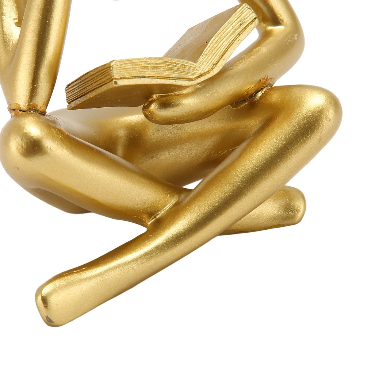Thinker Reading Statue Resin Sitting Figure Abstract Art Ornament for Living Room Cabinet Decoration Gold