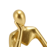Thinker Reading Statue Resin Sitting Figure Abstract Art Ornament for Living Room Cabinet Decoration Gold - Extra Image