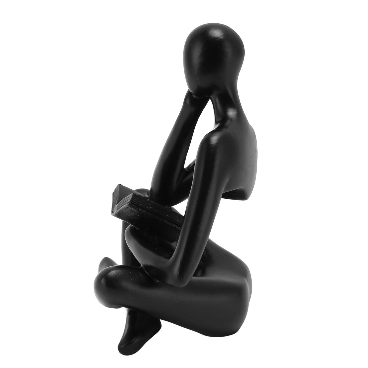 Thinker Reading Statue Resin Sitting Figure Abstract Art Ornament for Living Room Cabinet Decoration Black