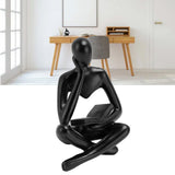 Thinker Reading Statue Resin Sitting Figure Abstract Art Ornament for Living Room Cabinet Decoration Black - Extra Image
