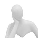 Thinker Reading Statue Resin Sitting Figure Abstract Art Ornament for Living Room Cabinet Decoration White