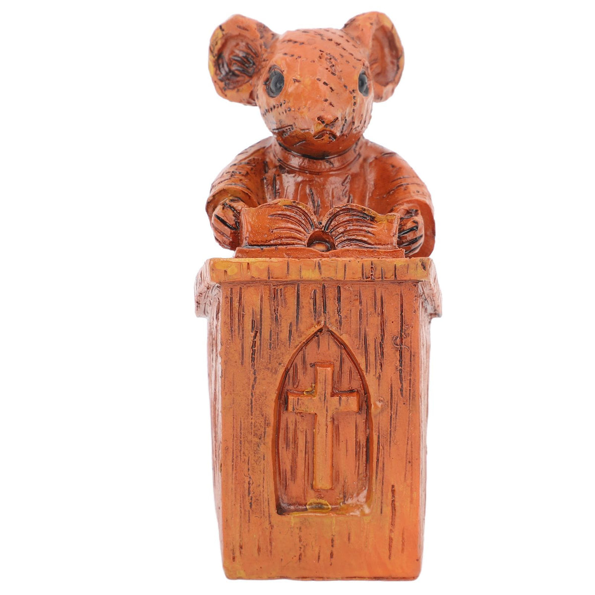 Church Mouse Statue Easy To Clean Brown Resin Church Mouse Resin Sculpture for Home