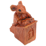 Church Mouse Statue Easy To Clean Brown Resin Church Mouse Resin Sculpture for Home - Low Angle