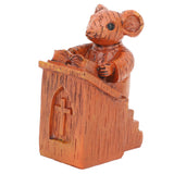 Church Mouse Statue Easy To Clean Brown Resin Church Mouse Resin Sculpture for Home