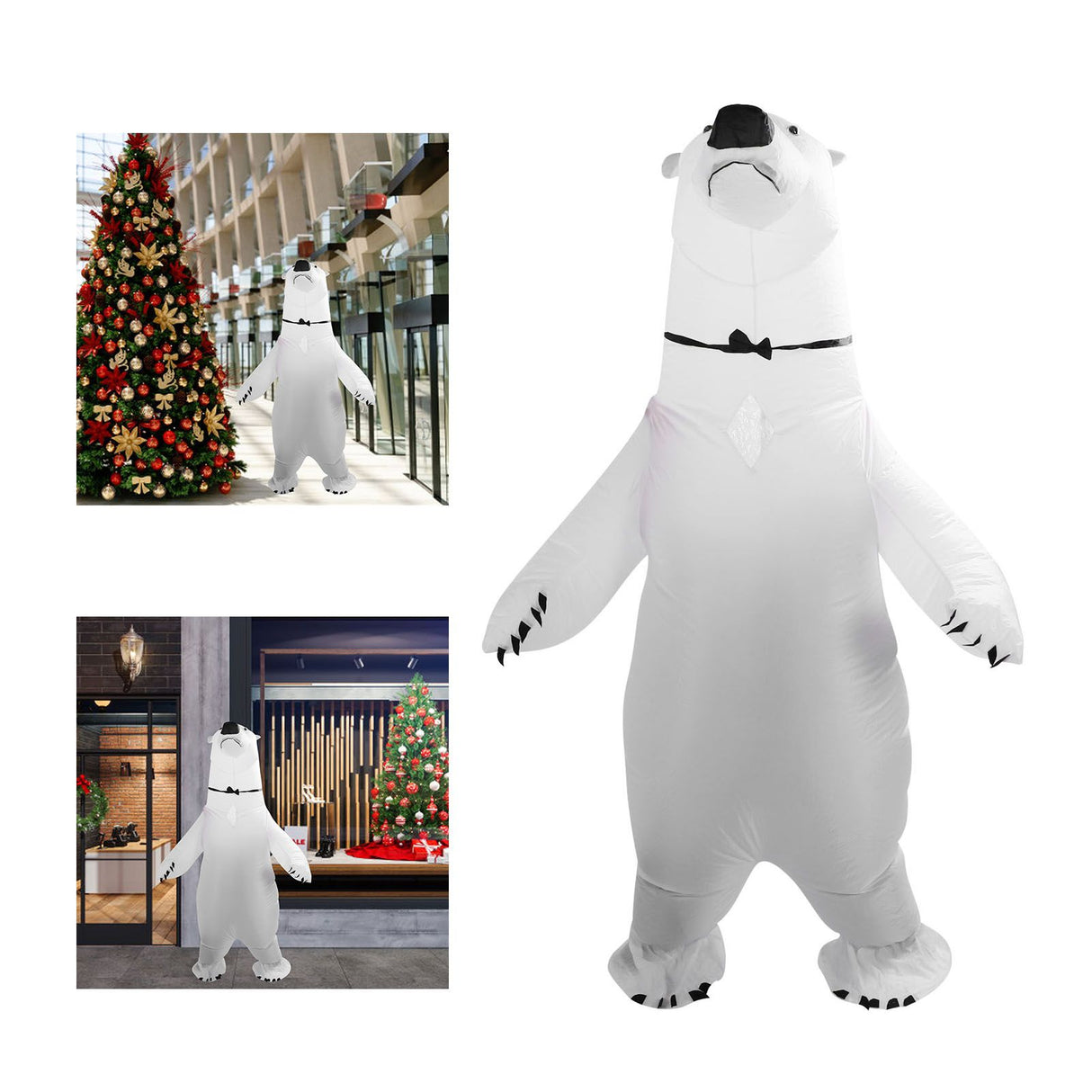 Inflatable Polar Bear Costume Reinforced Stitching Lightweight Reusable Waterproof Blow Up Animal Costumes for Halloween Cosplay