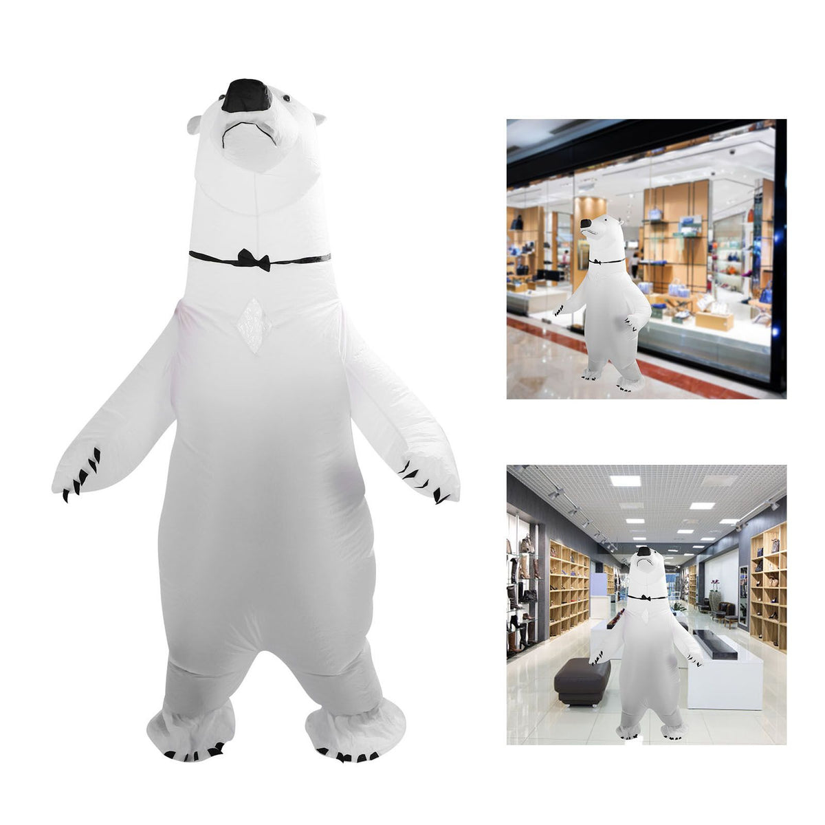 Inflatable Polar Bear Costume Reinforced Stitching Lightweight Reusable Waterproof Blow Up Animal Costumes for Halloween Cosplay