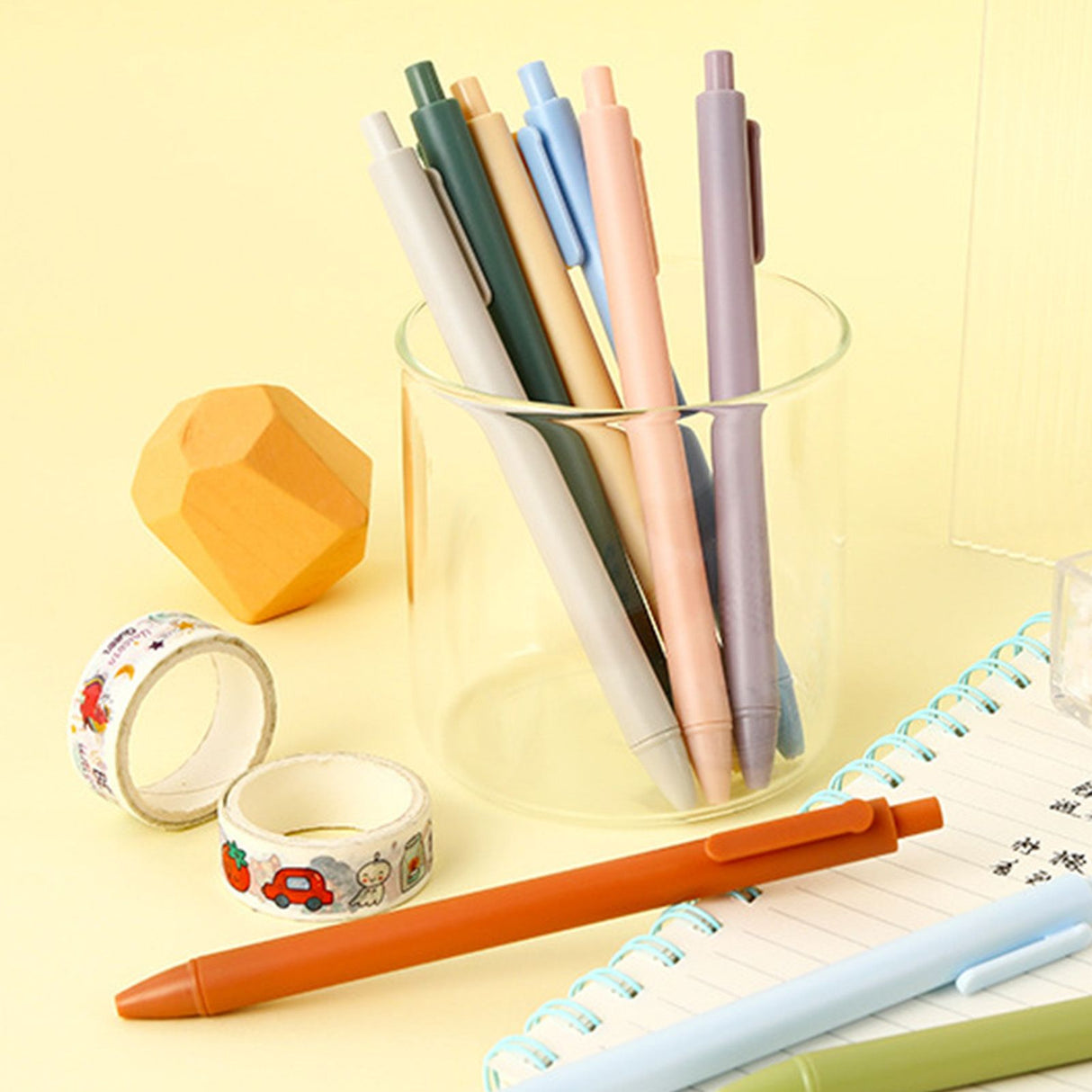 Gel Pen for Kids Students Adults Black Ink Medium Point Pressing Retractable Smooth Writing Pen for Journaling Note Taking Cute Office School Supplies Tawny