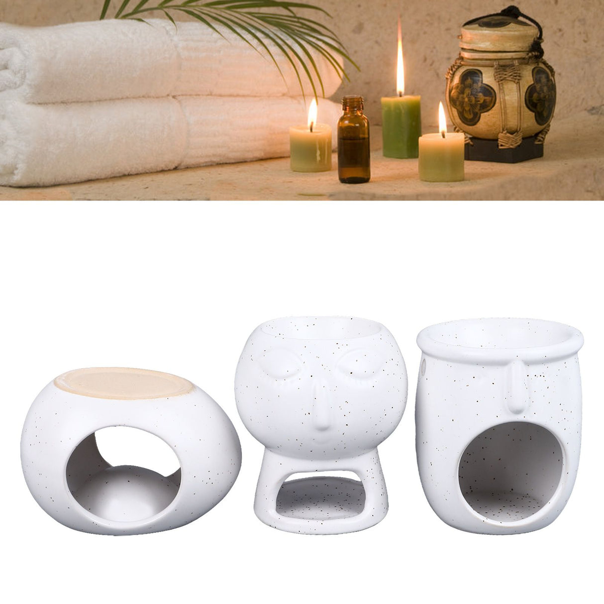 3Pcs Ceramic Tealight Candle Holder Oil Burner Wax Melt Oil Burner for Home Bedroom Decor Christmas Housewarming Gift