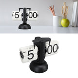 European Style Retro Digital Flip Down Clock 304 Stainless Steel Auto Mechanical Digital Flip Desk Clock for Home Livingroom 12 Hours Single Leg Black Frame White Page - Extra Image
