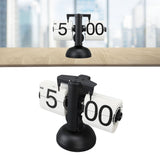 European Style Retro Digital Flip Down Clock 304 Stainless Steel Auto Mechanical Digital Flip Desk Clock for Home Livingroom 12 Hours Single Leg Black Frame White Page - Extra Image