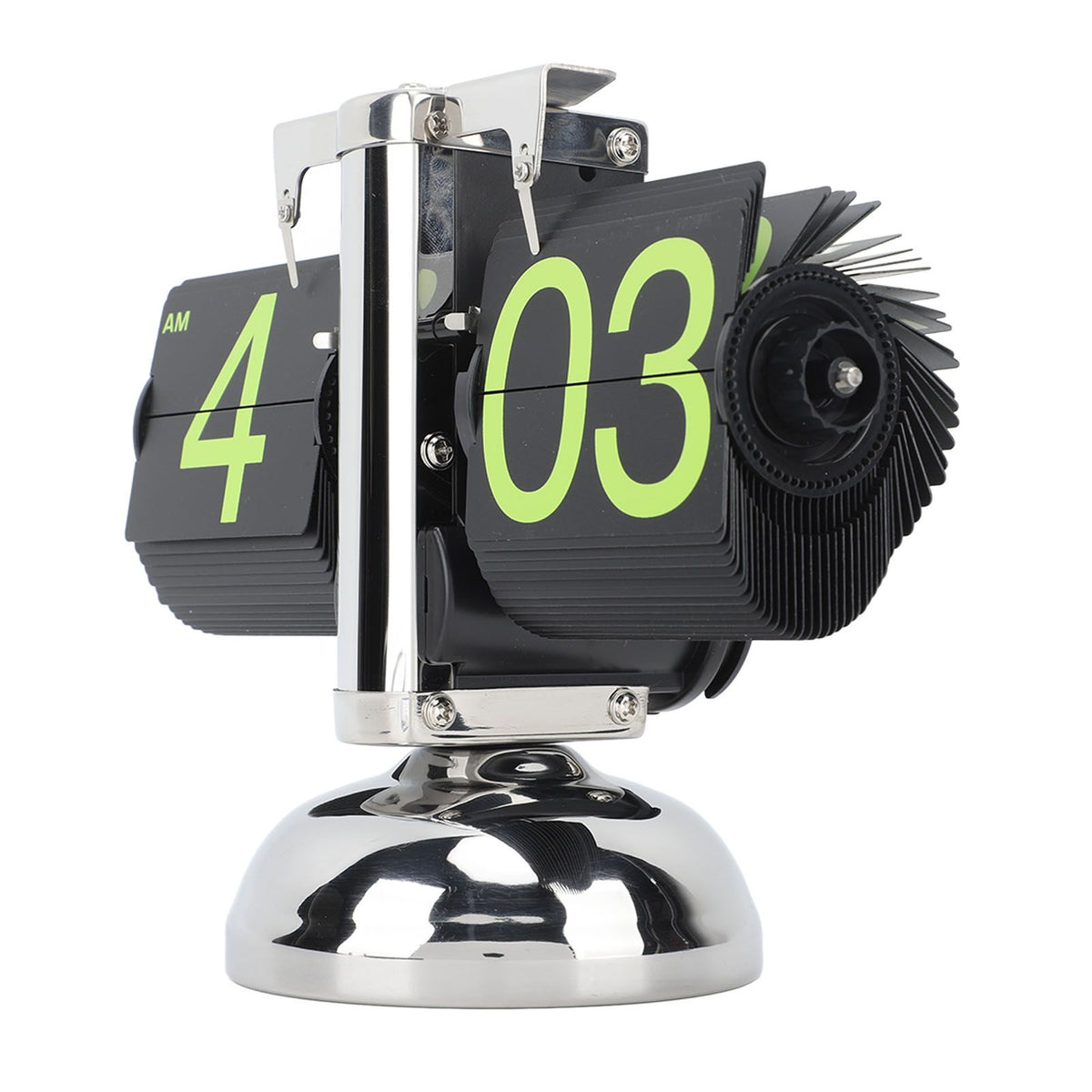 European Style Retro Digital Flip Down Clock 304 Stainless Steel Auto Mechanical Digital Flip Desk Clock for Home Livingroom 12 Hours Stainless Steel Green Number