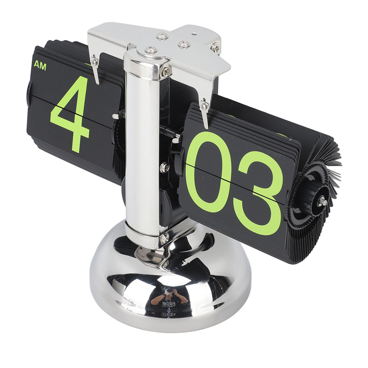 European Style Retro Digital Flip Down Clock 304 Stainless Steel Auto Mechanical Digital Flip Desk Clock for Home Livingroom 12 Hours Stainless Steel Green Number