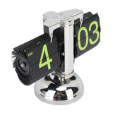 European Style Retro Digital Flip Down Clock 304 Stainless Steel Auto Mechanical Digital Flip Desk Clock for Home Livingroom 12 Hours Stainless Steel Green Number - Close-Up Angle