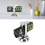 European Style Retro Digital Flip Down Clock 304 Stainless Steel Auto Mechanical Digital Flip Desk Clock for Home Livingroom 12 Hours Stainless Steel Green Number - Extra Image