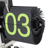 European Style Retro Digital Flip Down Clock 304 Stainless Steel Auto Mechanical Digital Flip Desk Clock for Home Livingroom 12 Hours Stainless Steel Green Number