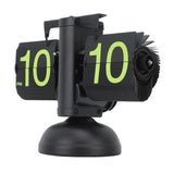 European Style Retro Digital Flip Down Clock 304 Stainless Steel Auto Mechanical Digital Flip Desk Clock for Home Livingroom 12 Hours Black Frame Green Number - Front View
