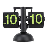 European Style Retro Digital Flip Down Clock 304 Stainless Steel Auto Mechanical Digital Flip Desk Clock for Home Livingroom 12 Hours Black Frame Green Number - Top-Down View