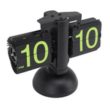 European Style Retro Digital Flip Down Clock 304 Stainless Steel Auto Mechanical Digital Flip Desk Clock for Home Livingroom 12 Hours Black Frame Green Number - Close-Up Angle