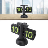European Style Retro Digital Flip Down Clock 304 Stainless Steel Auto Mechanical Digital Flip Desk Clock for Home Livingroom 12 Hours Black Frame Green Number - Extra Image