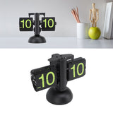 European Style Retro Digital Flip Down Clock 304 Stainless Steel Auto Mechanical Digital Flip Desk Clock for Home Livingroom 12 Hours Black Frame Green Number