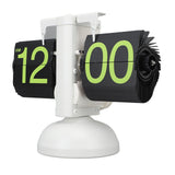European Style Retro Digital Flip Down Clock 304 Stainless Steel Auto Mechanical Digital Flip Desk Clock for Home Livingroom 12 Hours White Frame Green Number - Front View