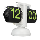 European Style Retro Digital Flip Down Clock 304 Stainless Steel Auto Mechanical Digital Flip Desk Clock for Home Livingroom 12 Hours White Frame Green Number - Side View