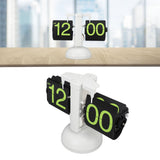 European Style Retro Digital Flip Down Clock 304 Stainless Steel Auto Mechanical Digital Flip Desk Clock for Home Livingroom 12 Hours White Frame Green Number