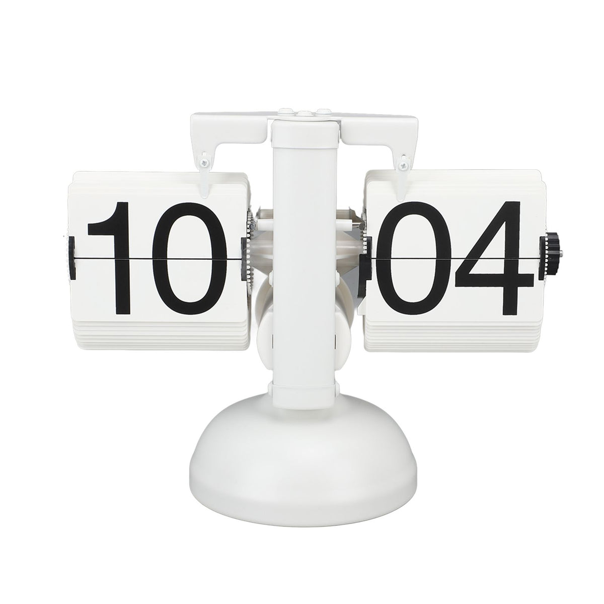 Flip Clock Large Number Battery Powered 304 Stainless Steel Tabletop Retro Flip Clock for Home Office 24 Hours All White
