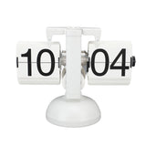 Flip Clock Large Number Battery Powered 304 Stainless Steel Tabletop Retro Flip Clock for Home Office 24 Hours All White