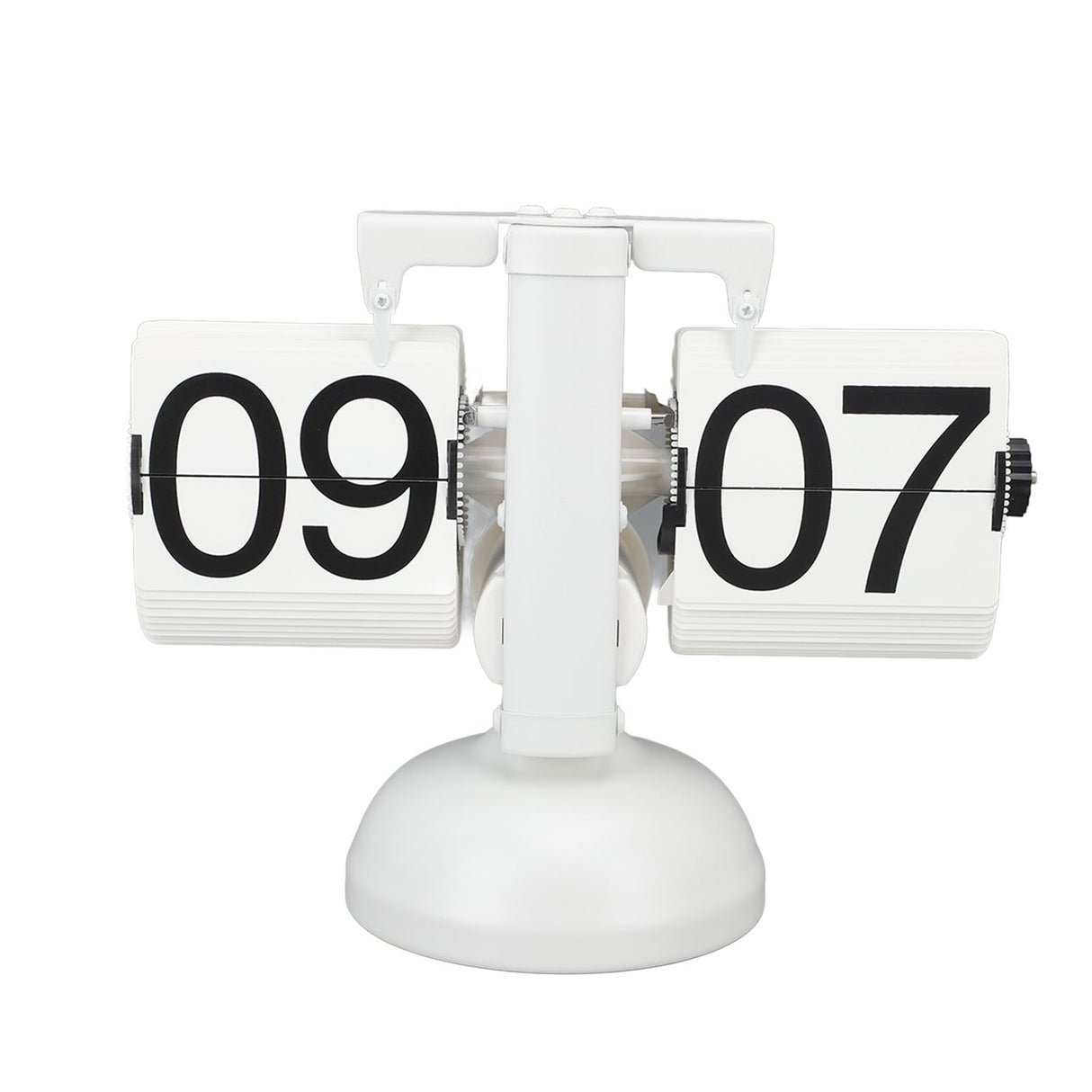 Flip Clock Large Number Battery Powered 304 Stainless Steel Tabletop Retro Flip Clock for Home Office 24 Hours All White