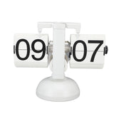 Flip Clock Large Number Battery Powered 304 Stainless Steel Tabletop Retro Flip Clock for Home Office 24 Hours All White - Side View