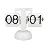 Flip Clock Large Number Battery Powered 304 Stainless Steel Tabletop Retro Flip Clock for Home Office 24 Hours All White - Top-Down View