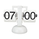 Flip Clock Large Number Battery Powered 304 Stainless Steel Tabletop Retro Flip Clock for Home Office 24 Hours All White
