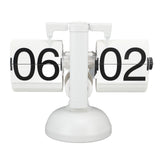 Flip Clock Large Number Battery Powered 304 Stainless Steel Tabletop Retro Flip Clock for Home Office 24 Hours All White - Rear View
