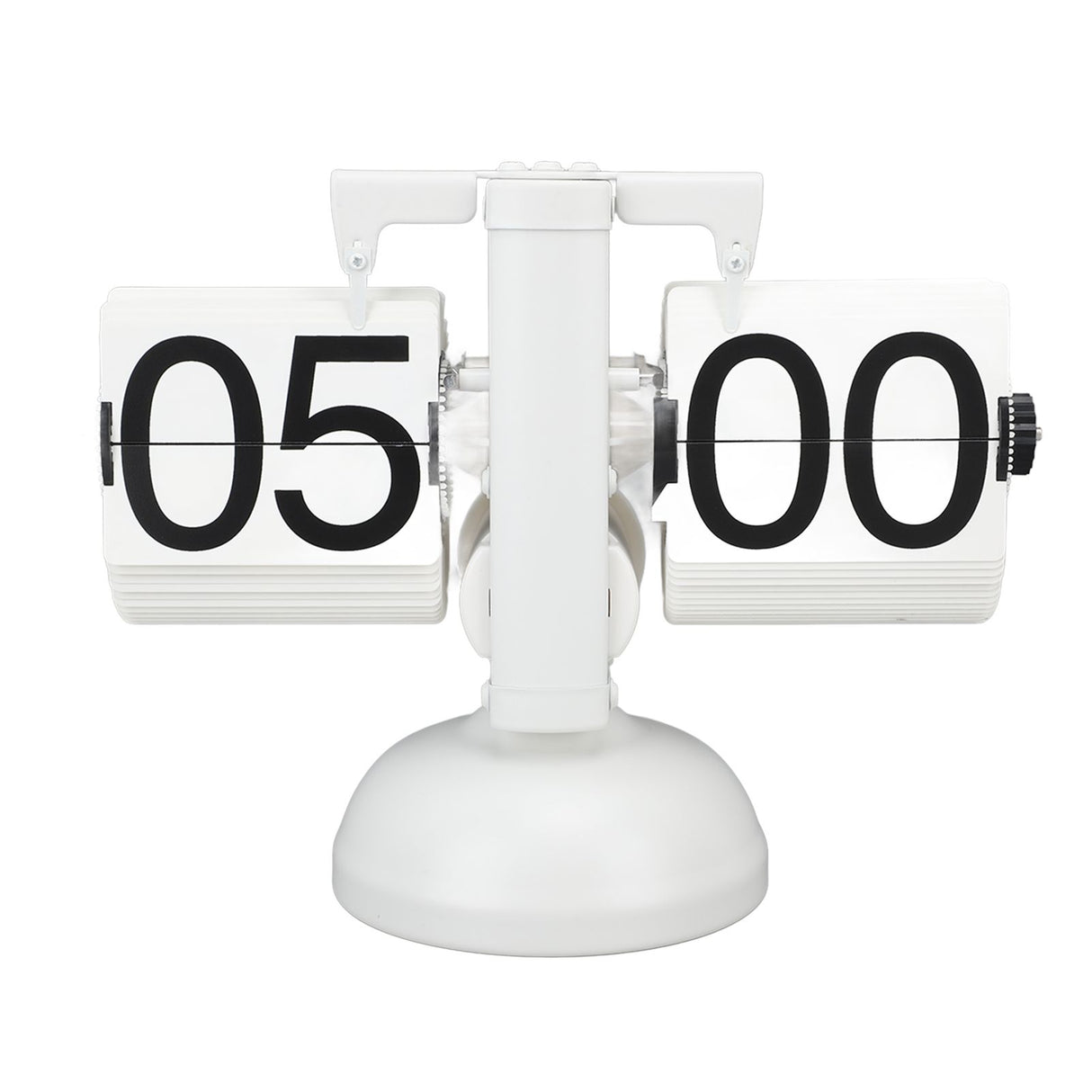 Flip Clock Large Number Battery Powered 304 Stainless Steel Tabletop Retro Flip Clock for Home Office 24 Hours All White