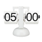 Flip Clock Large Number Battery Powered 304 Stainless Steel Tabletop Retro Flip Clock for Home Office 24 Hours All White - Close-Up Angle