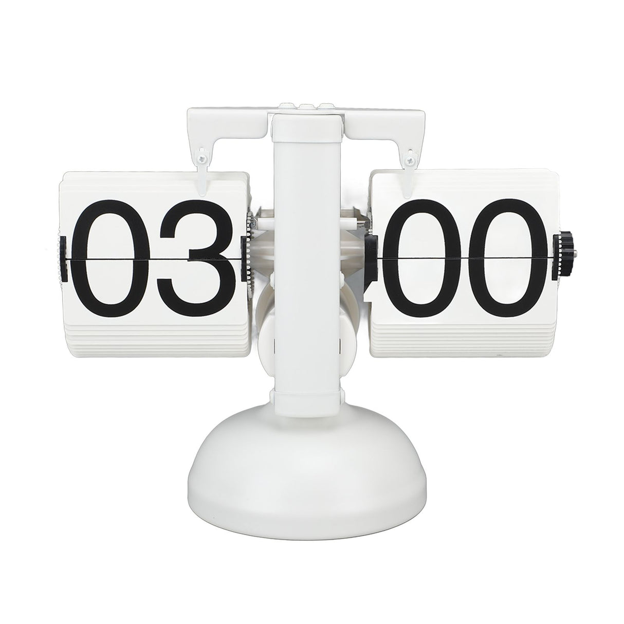 Flip Clock Large Number Battery Powered 304 Stainless Steel Tabletop Retro Flip Clock for Home Office 24 Hours All White
