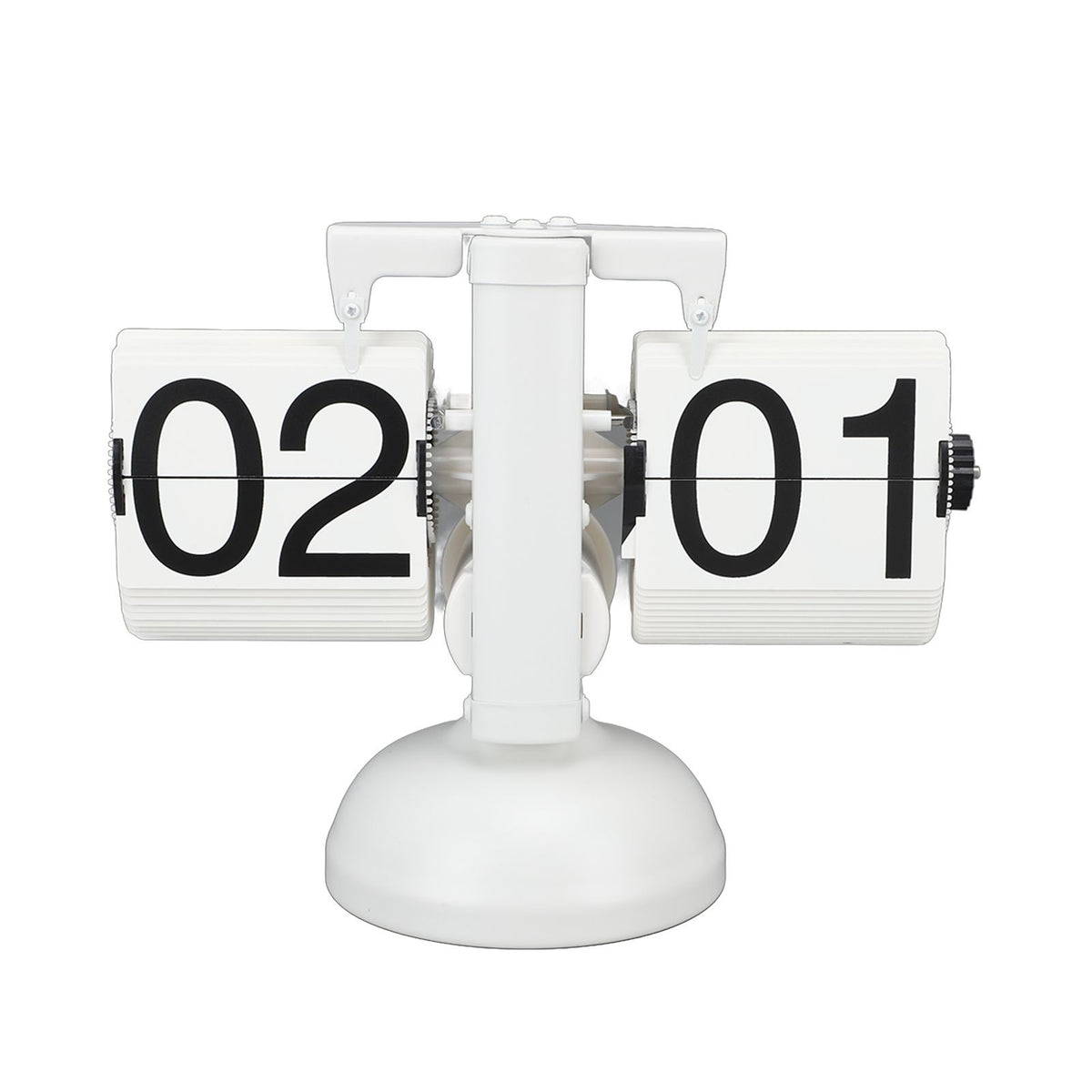 Flip Clock Large Number Battery Powered 304 Stainless Steel Tabletop Retro Flip Clock for Home Office 24 Hours All White