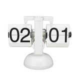 Flip Clock Large Number Battery Powered 304 Stainless Steel Tabletop Retro Flip Clock for Home Office 24 Hours All White