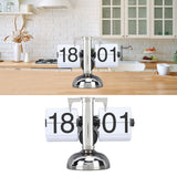Flip Clock Large Number Battery Powered 304 Stainless Steel Tabletop Retro Flip Clock for Home Office 24 Hours All White