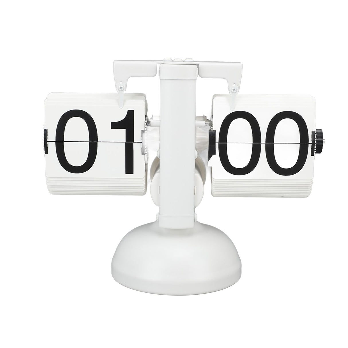 Flip Clock Large Number Battery Powered 304 Stainless Steel Tabletop Retro Flip Clock for Home Office 24 Hours All White