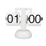 Flip Clock Large Number Battery Powered 304 Stainless Steel Tabletop Retro Flip Clock for Home Office 24 Hours All White